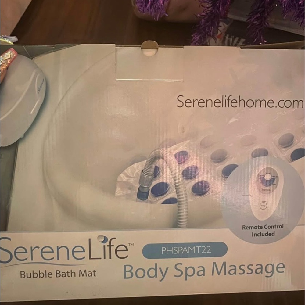 SereneLife Body Spa Massage Bubble Bath Mat - White with Blue Accents